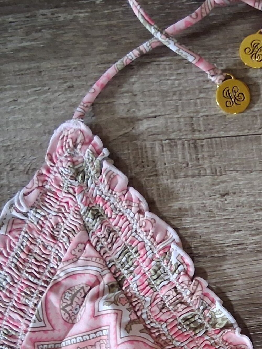 JUICY COUTURE PINK SMOCKED STRING BIKINI Medium or Large NEW - Picture 2 of 14